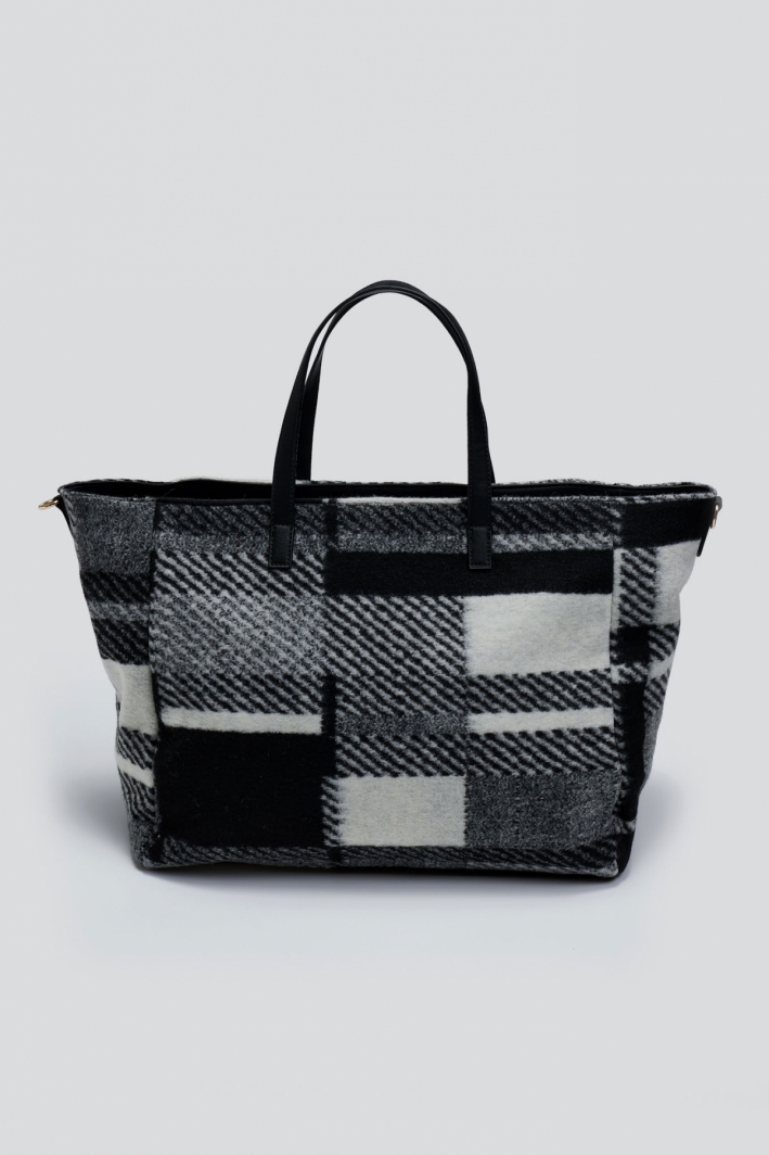 Τσάντα shopper με ύφασμα και print