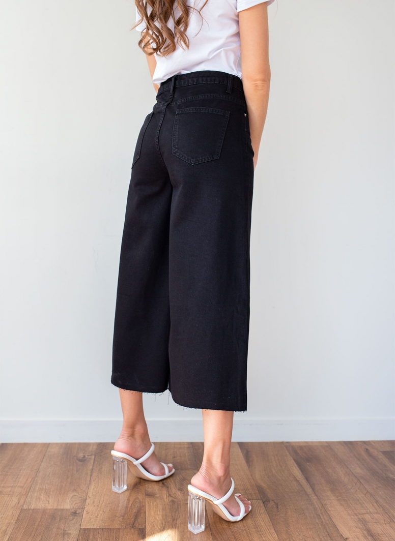 Παντελόνι τζίν zip culotte ψηλόμεσο