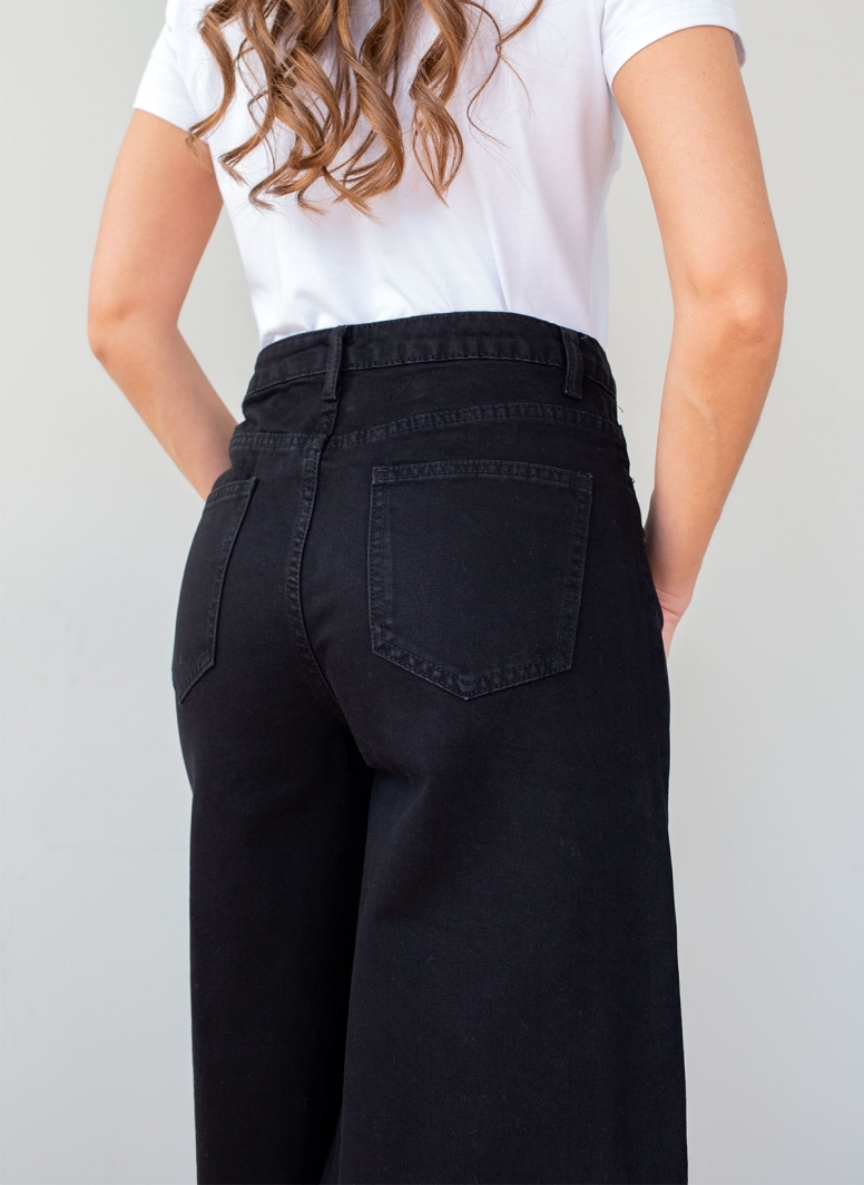 Παντελόνι τζίν zip culotte ψηλόμεσο