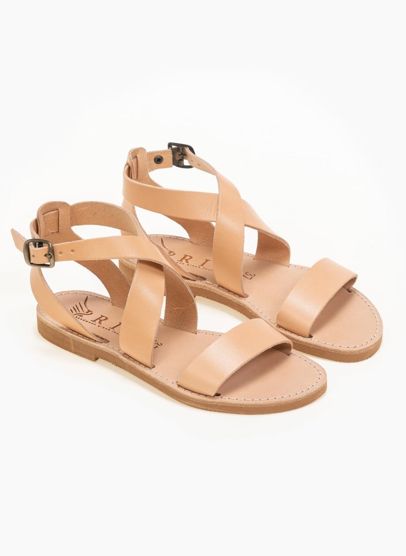 Σανδάλια δερμάτινα με crossover μπαρέτα Iris Sandals