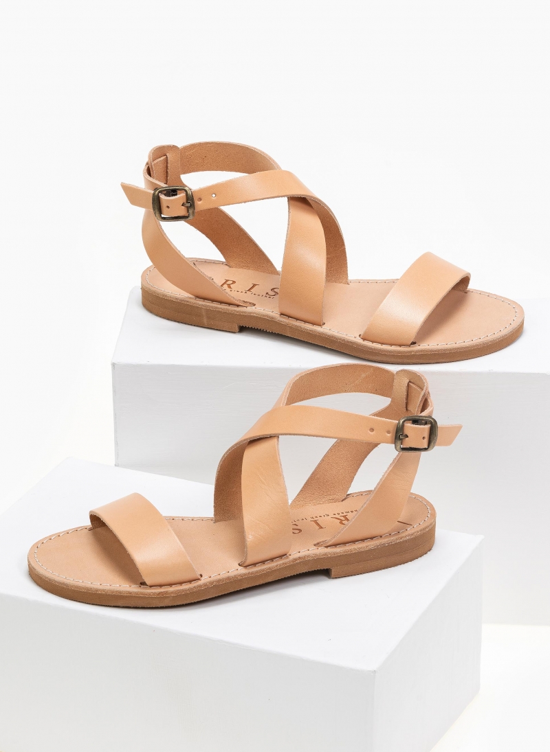 Σανδάλια δερμάτινα με crossover μπαρέτα Iris Sandals