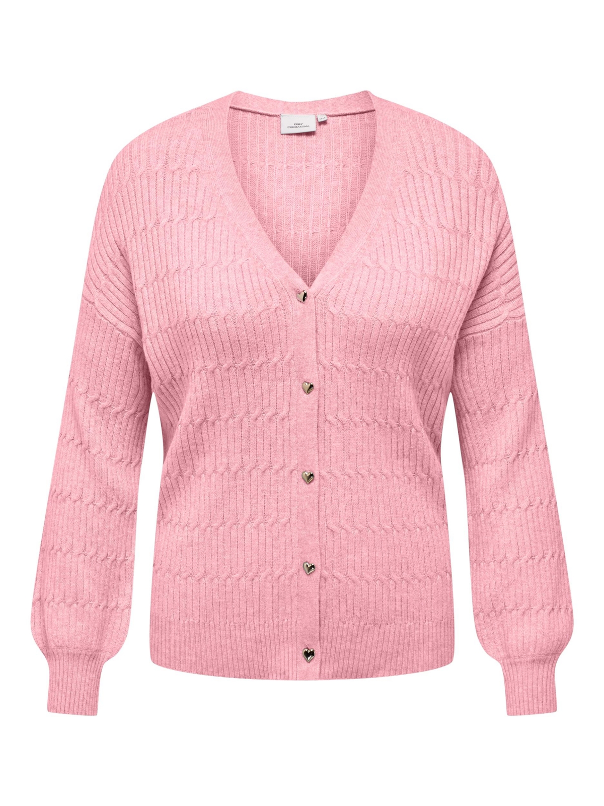 CARMAKOMA Ζακέτα πλεκτή με κουμπιά καρδιές Carmakoma Plus size 15311472 - Ροζ